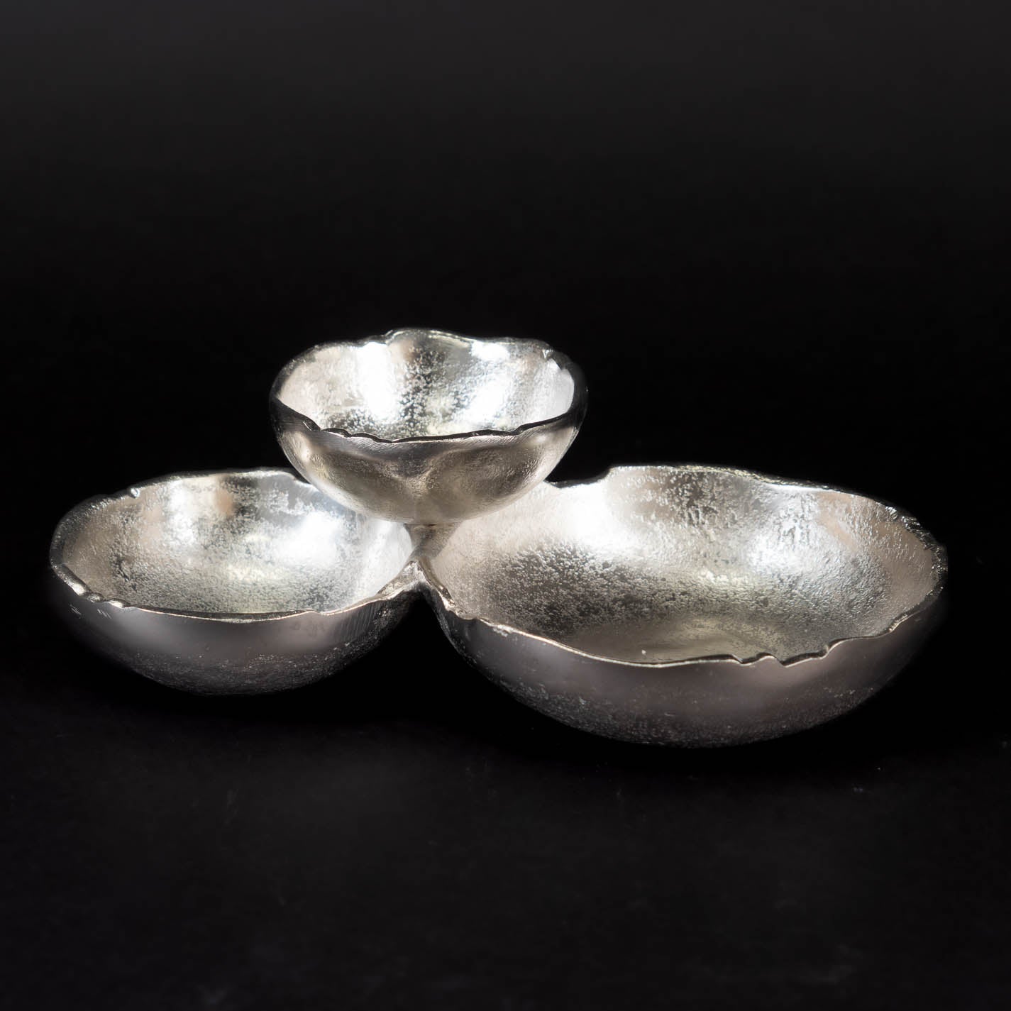 Textured Silver 3-Section bowls