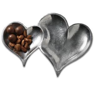 2-Section Heart Tray in Silver or Gold finish