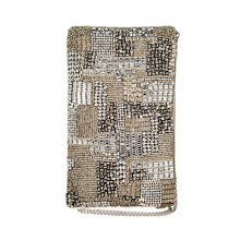 Load image into Gallery viewer, Mary Frances Silver Maze Crossbody Beaded Phone bag
