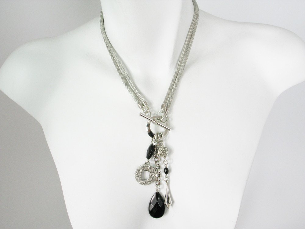 Erica Zap Convertible Mesh Necklace with Stone Drops
