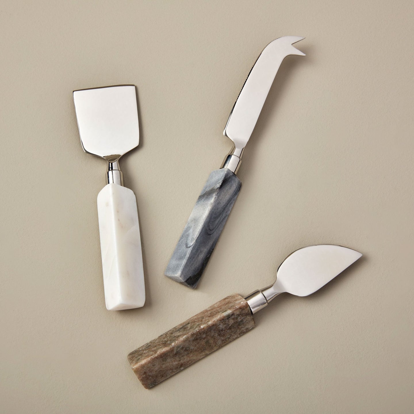 Set of 3 Geometric Marble Cheese Knives