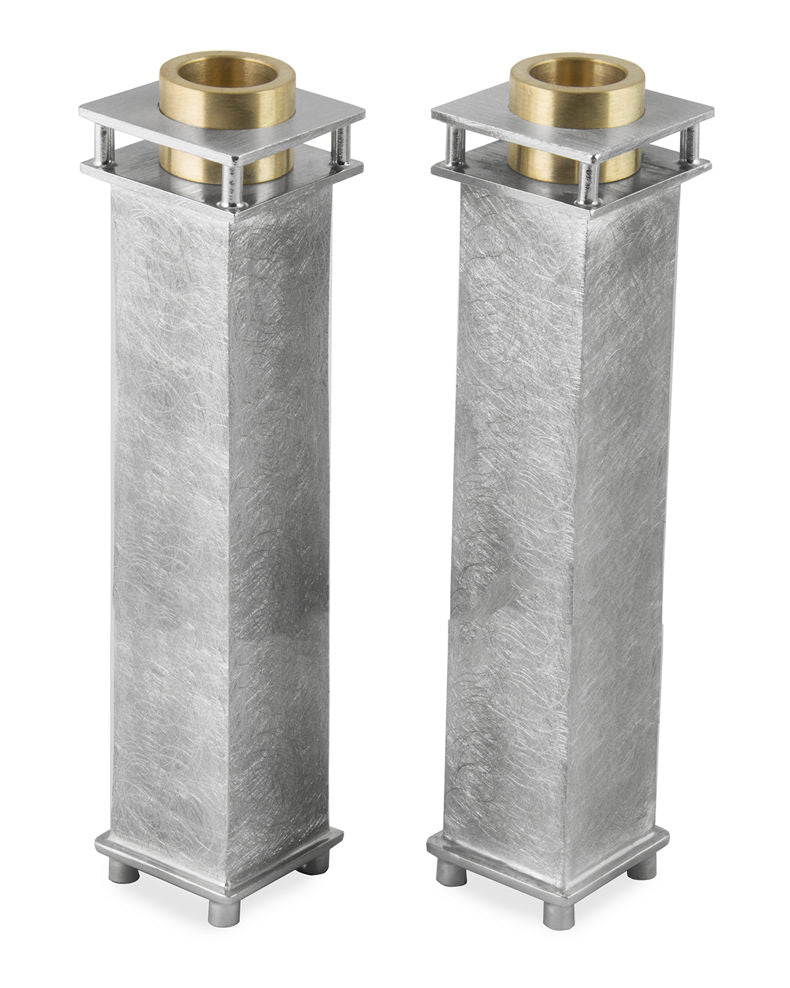 Tall Squared Pewter Candlesticks