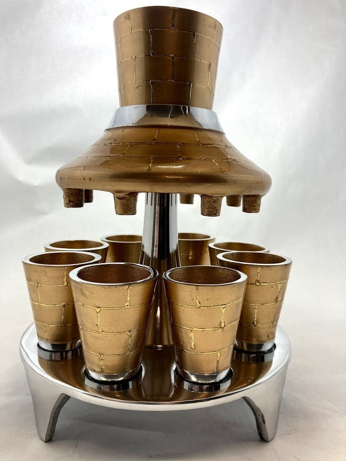 Eight-Cup Metal Wine Fountain in Gold