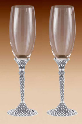 Crystal Encrusted Glass Flutes