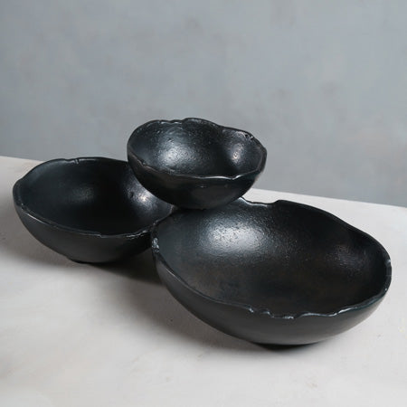 Antique Black Textured 3-Section bowls