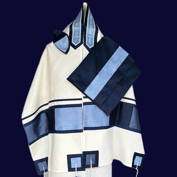 Triple Blue Squares Tallit