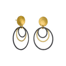 Load image into Gallery viewer, Two-Tone Post Earrings with Nested Rings
