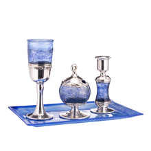 Load image into Gallery viewer, Handblown Glass And Silver Havdala Set by Sherman
