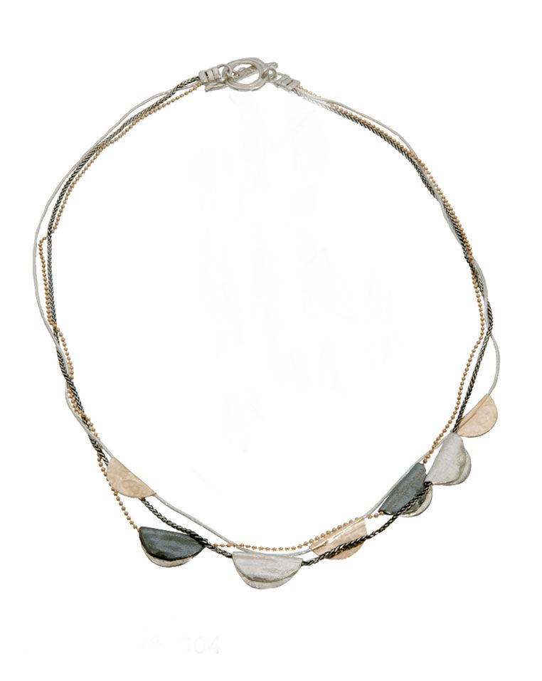 Dganit Hen Mixed Metal Folded Disc Necklace