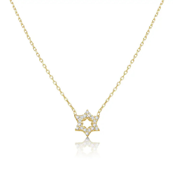 Sterling or Gold-filled  CZ Jewish Star Necklace