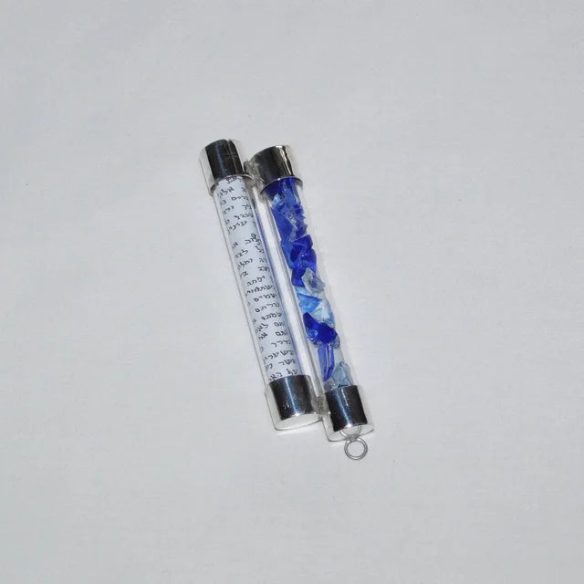 Sterling Silver Double Tube Wedding Glass Mezuzah