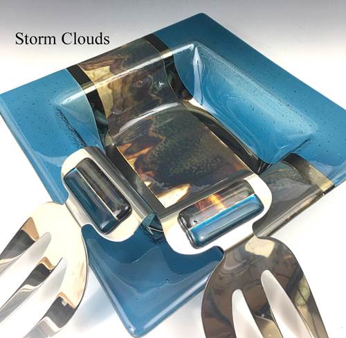 Storm Clouds Glass Bowl and Servers