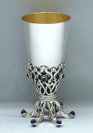 Lapis And Sterling Silver Kiddush Cup