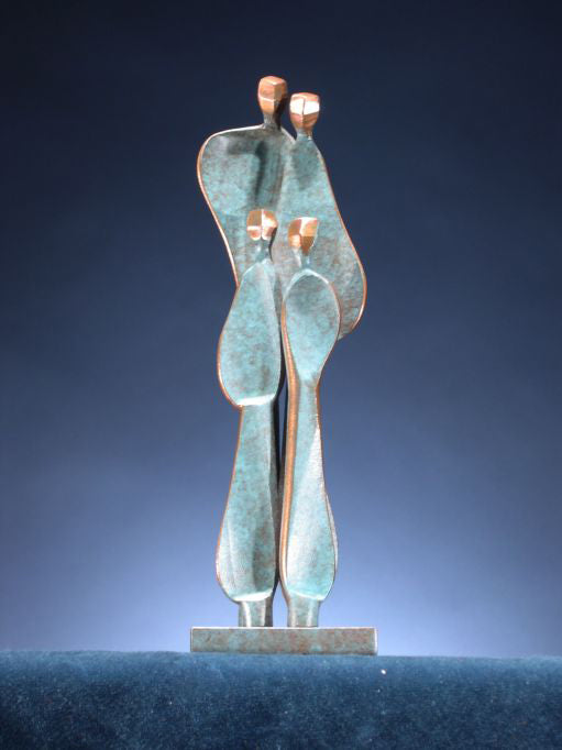 Boris Kramer Copper Patina Sculpture of Family With Two Children