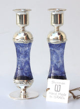 Load image into Gallery viewer, Blown Glass And Sterling Silver Candlesticks
