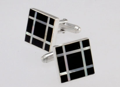 Sterling Silver Cufflinks with Black Onyx