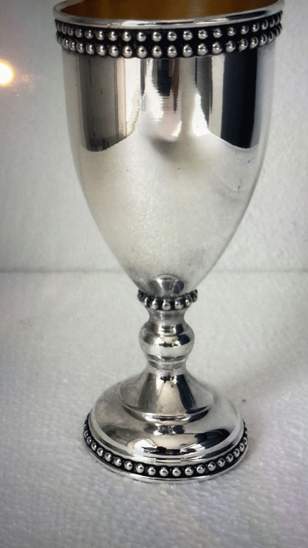 Sterling Silver Beaded Trim Kiddush Cup