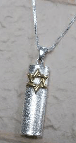 Brushed Silver+Gold Star Mezuzah