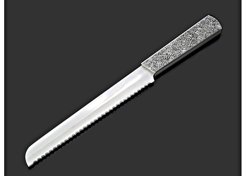 Laser Cut Steel Floral Challah Knife