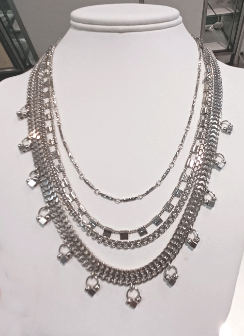 Four-strand silver-tone necklace