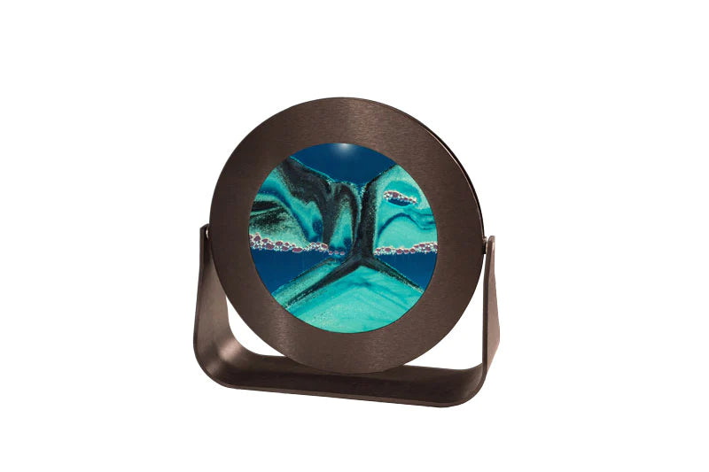 Exotic Sands Round Metal-Framed Ocean Blue Sculpture