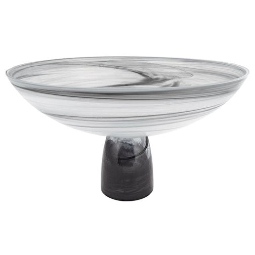 Black and White Alabaster Glass Footed Bowl