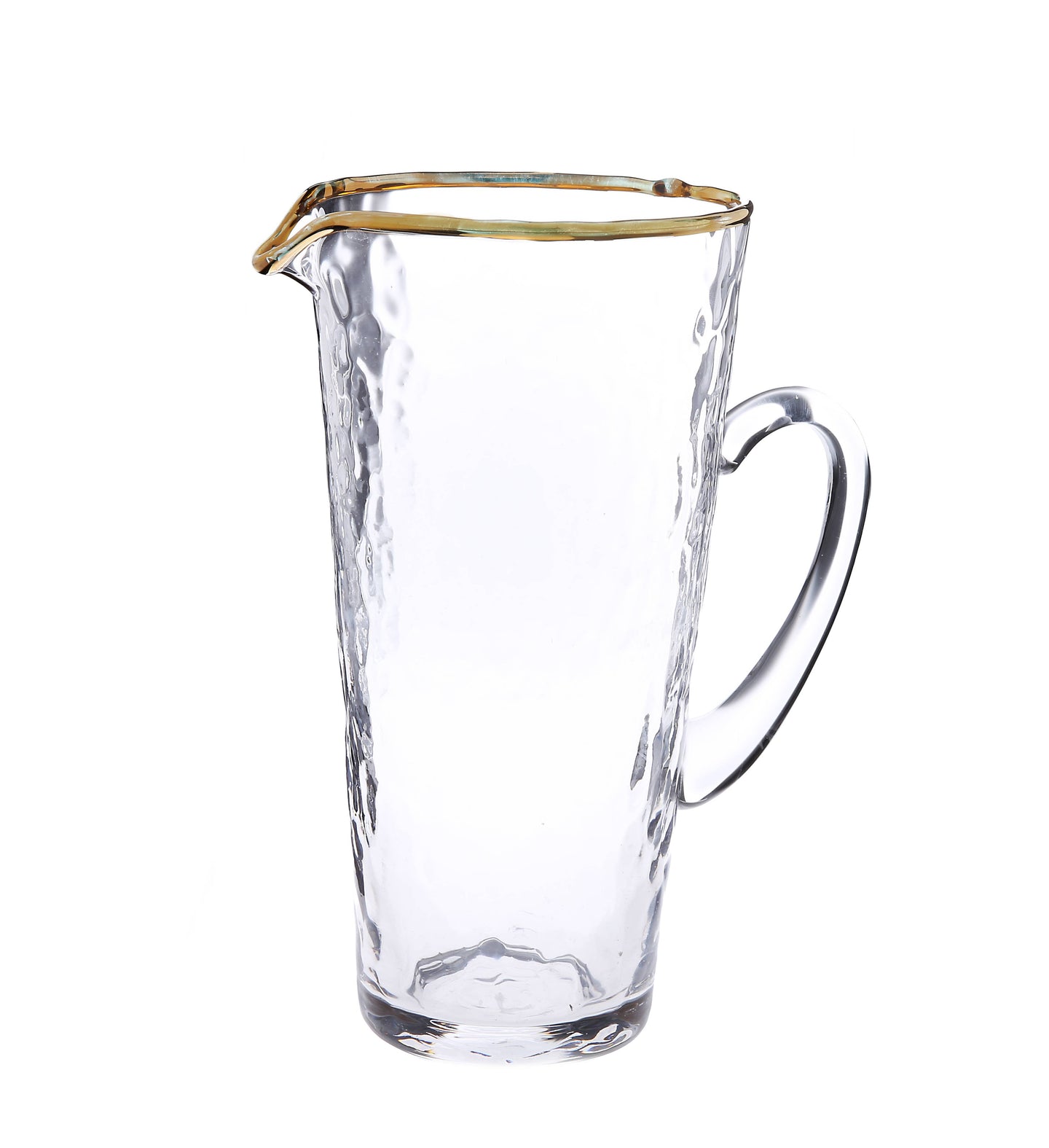 Pebble Glass Pitcher with Gold Rim