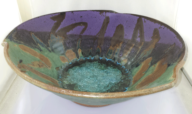 Handcrafted Ceramic and Glass Bowl - Large