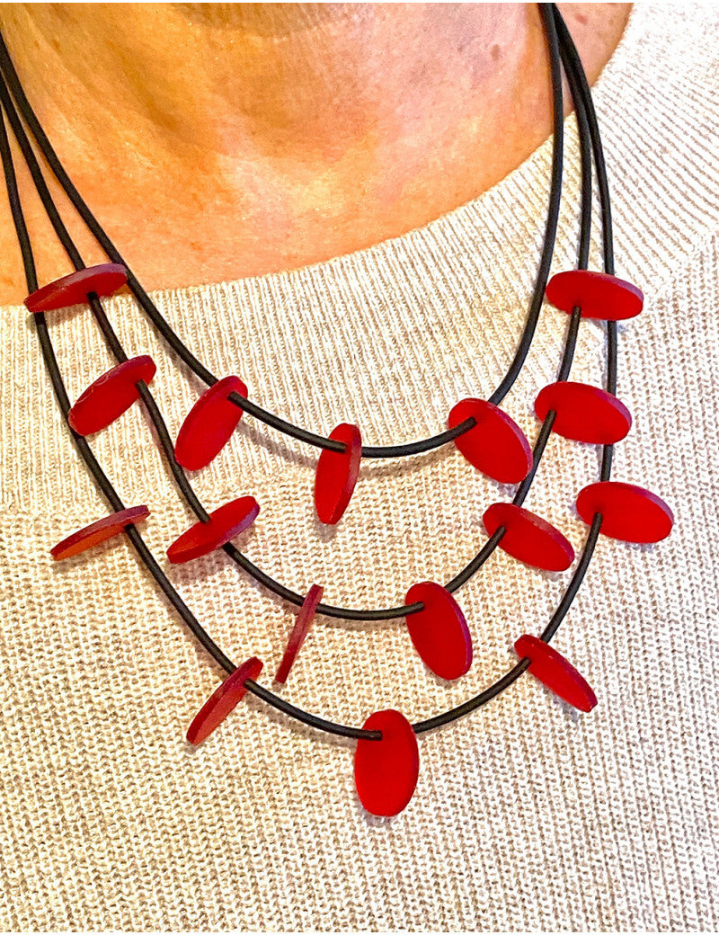 Lydia Bremer 3-Layered Disc Necklace in Red