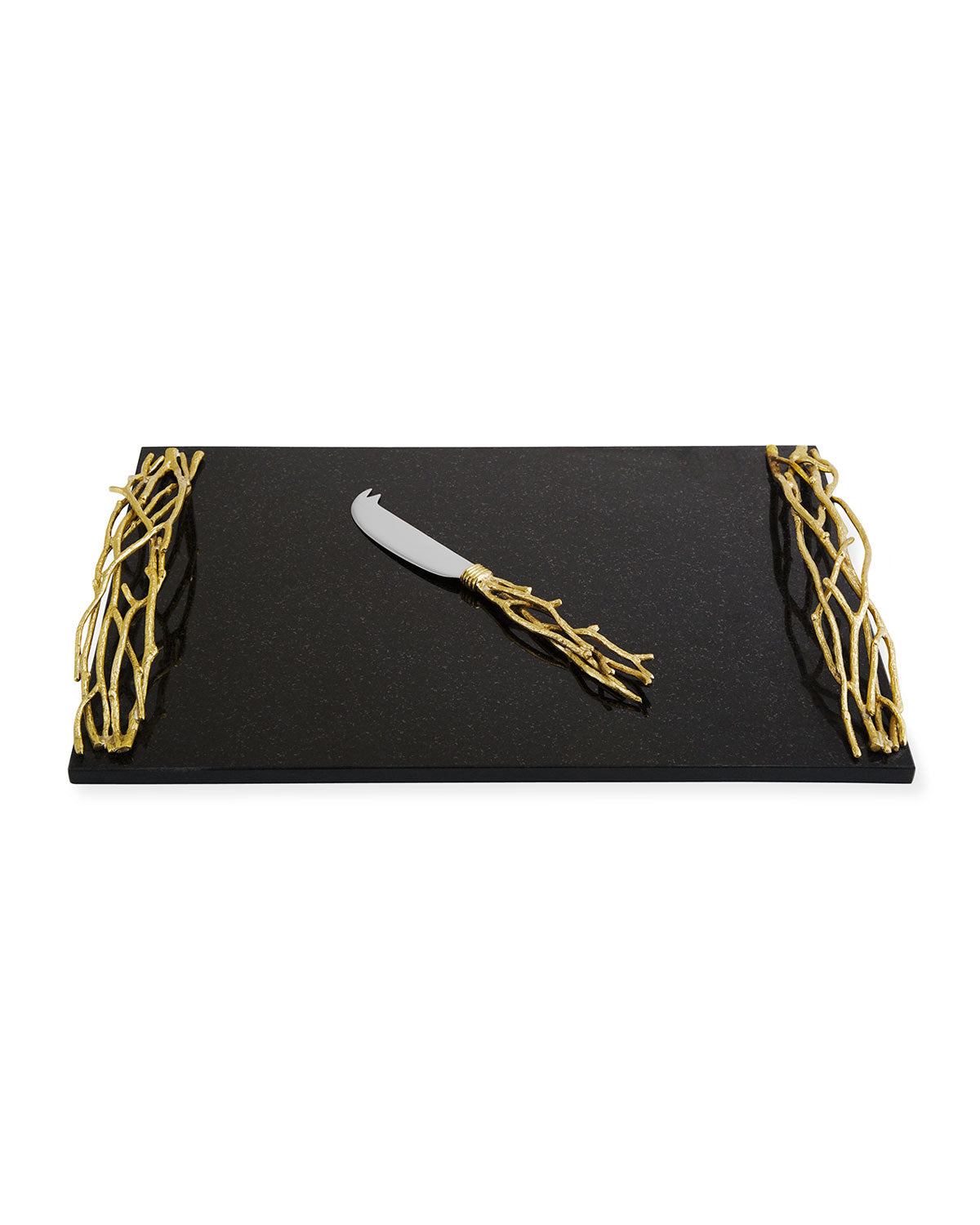 Michael Aram Gold Twig Large Cheese Board with Knife